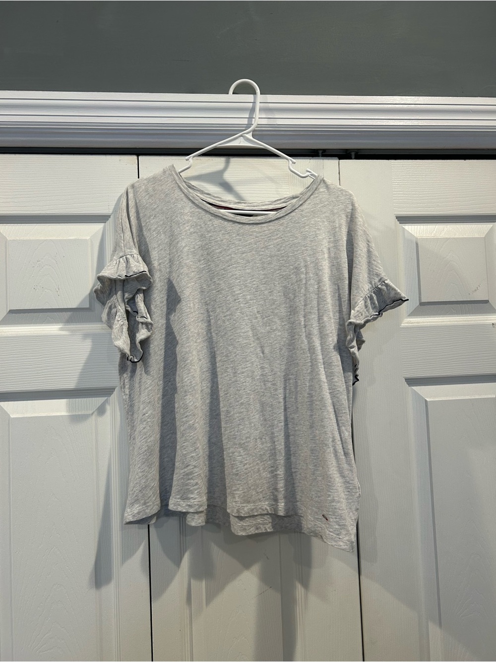 Tommy Hilfiger Light Gray Ruffle Sleeve Top